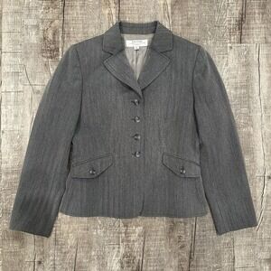 Tahari ASL Blazer Women's Size 6P Gray Lined Career Work Jacket Office‎ Wear